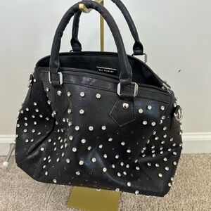 Black Embellished Satchel Bag - Designer Style